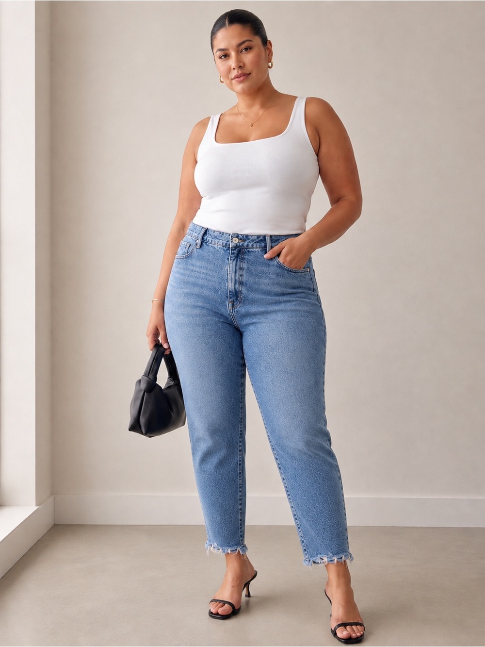 Good American | High Rise Raw Hem Jeans Medium Wash - Size 18